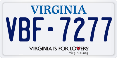 VA license plate VBF7277