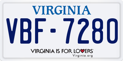 VA license plate VBF7280