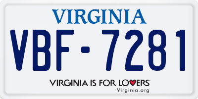 VA license plate VBF7281