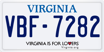 VA license plate VBF7282
