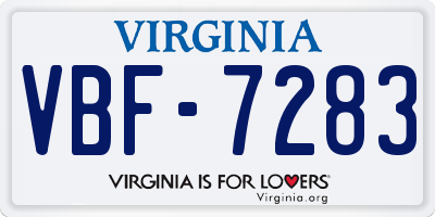 VA license plate VBF7283