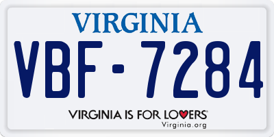 VA license plate VBF7284