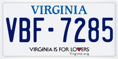 VA license plate VBF7285