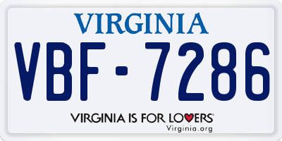 VA license plate VBF7286