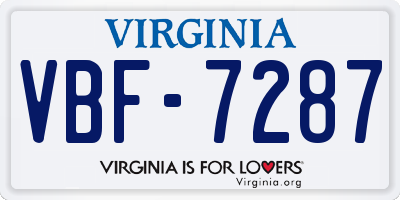 VA license plate VBF7287