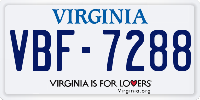 VA license plate VBF7288