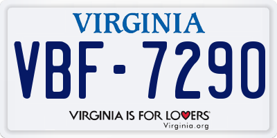 VA license plate VBF7290