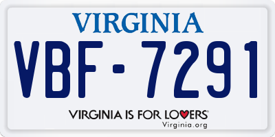 VA license plate VBF7291