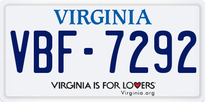 VA license plate VBF7292