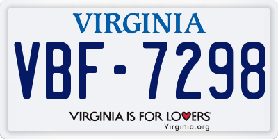 VA license plate VBF7298