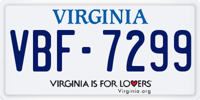 VA license plate VBF7299