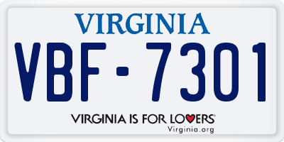 VA license plate VBF7301