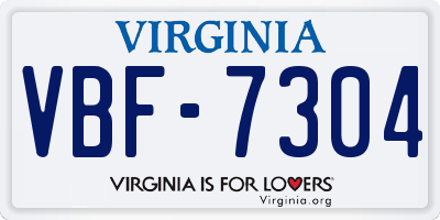 VA license plate VBF7304