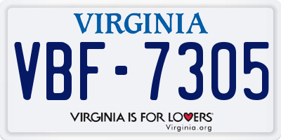 VA license plate VBF7305