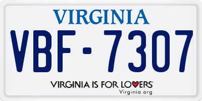 VA license plate VBF7307
