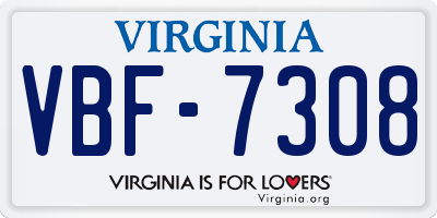 VA license plate VBF7308