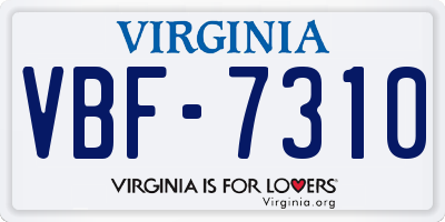 VA license plate VBF7310