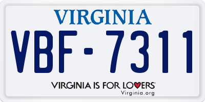 VA license plate VBF7311