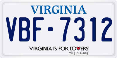 VA license plate VBF7312