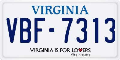 VA license plate VBF7313
