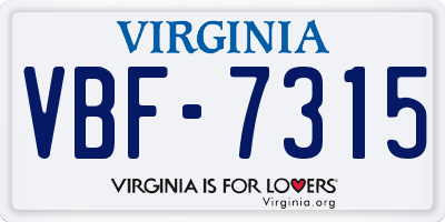 VA license plate VBF7315