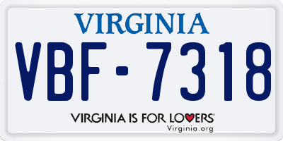 VA license plate VBF7318