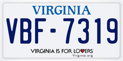 VA license plate VBF7319
