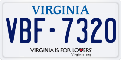 VA license plate VBF7320