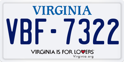 VA license plate VBF7322