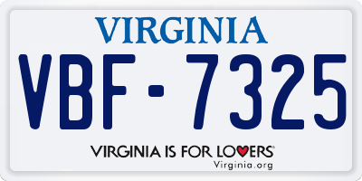 VA license plate VBF7325