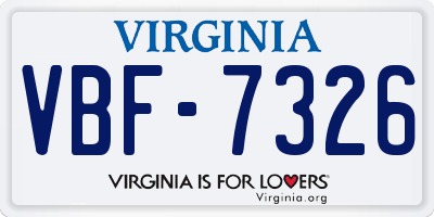 VA license plate VBF7326