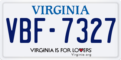 VA license plate VBF7327
