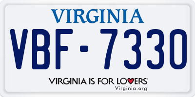 VA license plate VBF7330