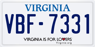 VA license plate VBF7331