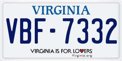 VA license plate VBF7332