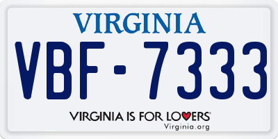 VA license plate VBF7333
