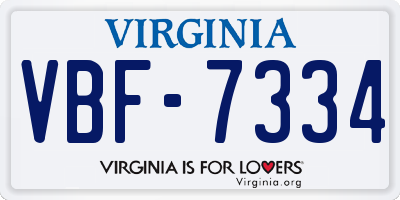 VA license plate VBF7334