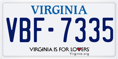 VA license plate VBF7335