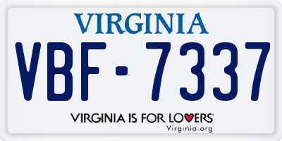VA license plate VBF7337