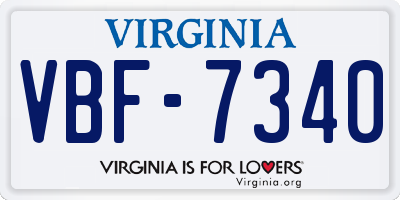 VA license plate VBF7340