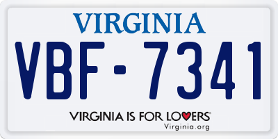 VA license plate VBF7341
