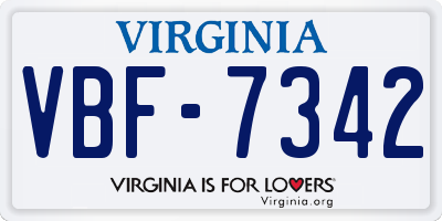 VA license plate VBF7342