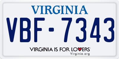VA license plate VBF7343