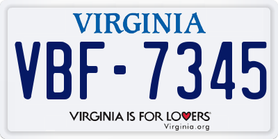 VA license plate VBF7345