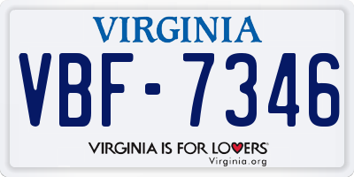 VA license plate VBF7346