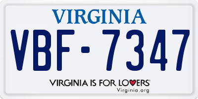 VA license plate VBF7347