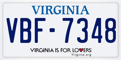 VA license plate VBF7348