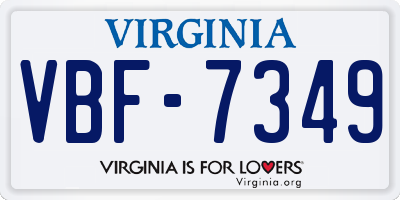 VA license plate VBF7349