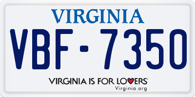 VA license plate VBF7350