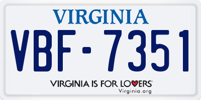 VA license plate VBF7351